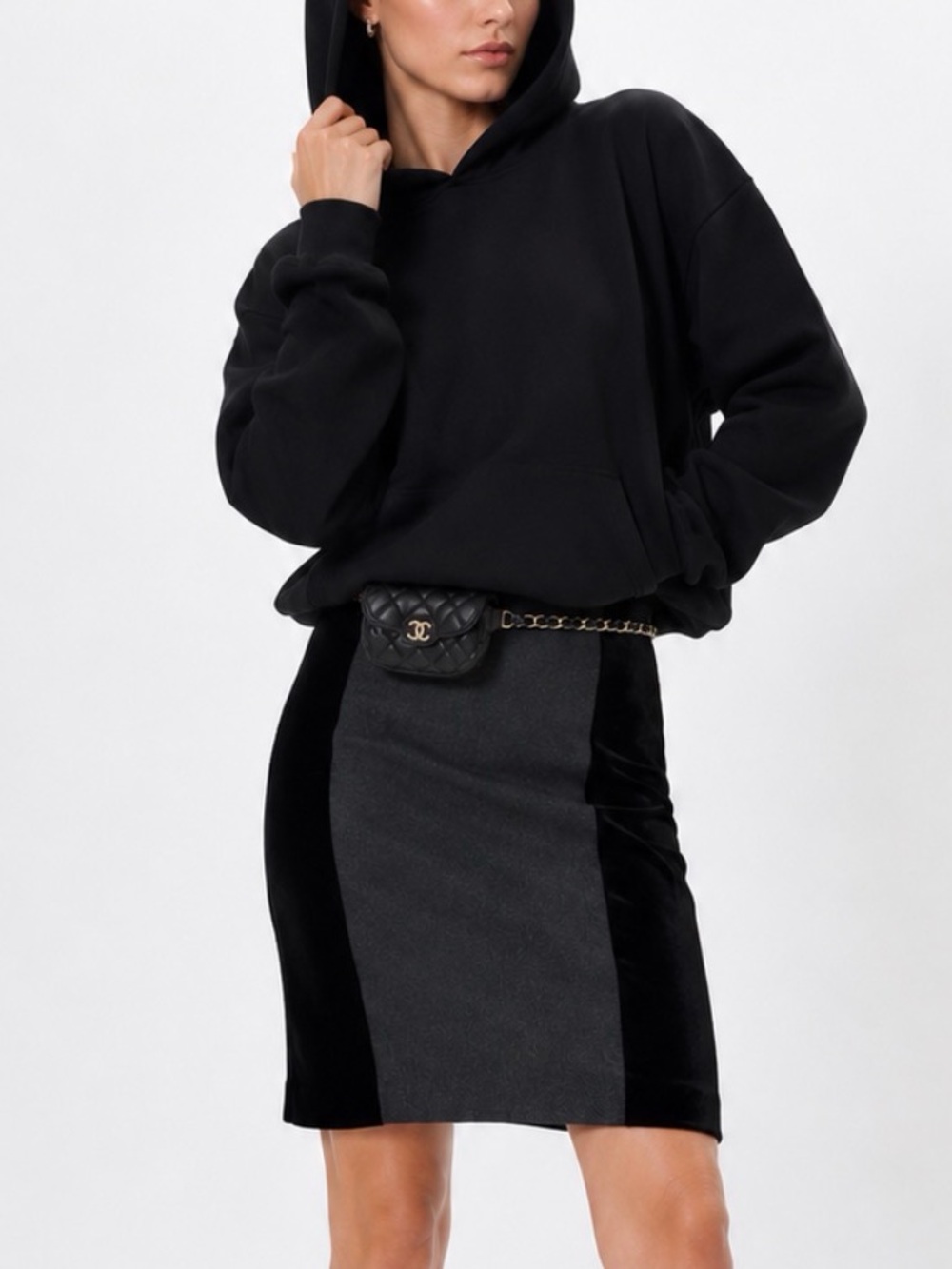 VTG Carolina Herrera wool/velvet skirt Sz 8 Made in USA